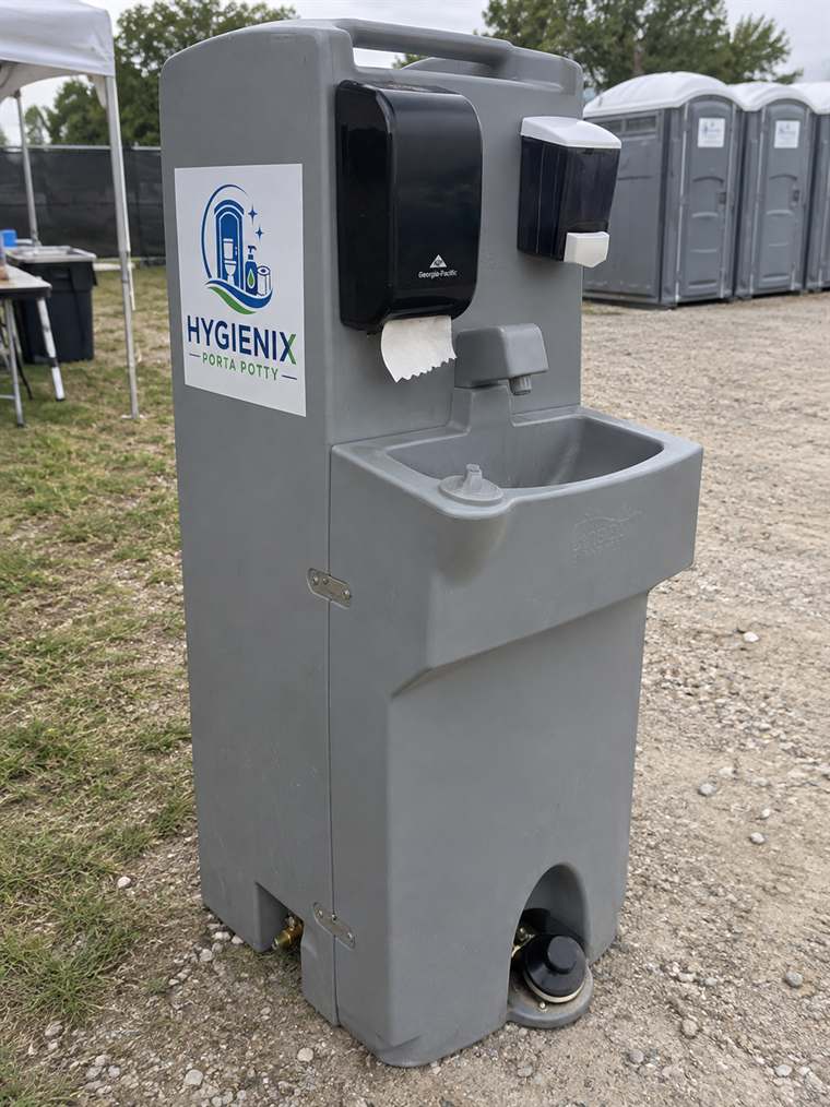Hygienix Porta Potty handwash station at outdoor gathering